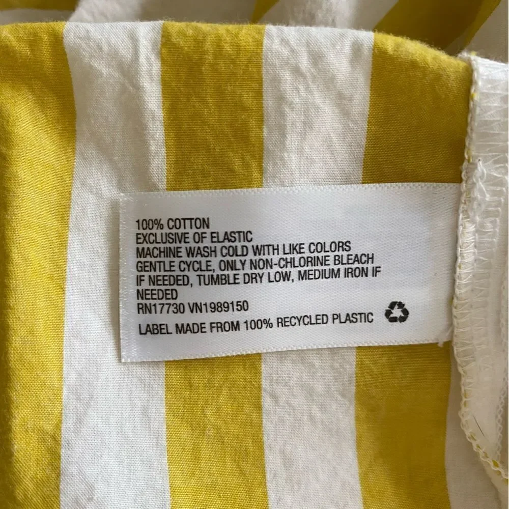 A New Day Strapless Smocked Tube Sundress Yellow White Stripe Small